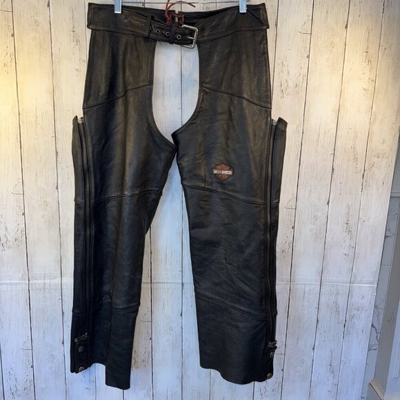 Harley Davidson Men's DELUXE Leather Motorcycle Chaps | XL | 98091-06VM - Picture 1 of 12